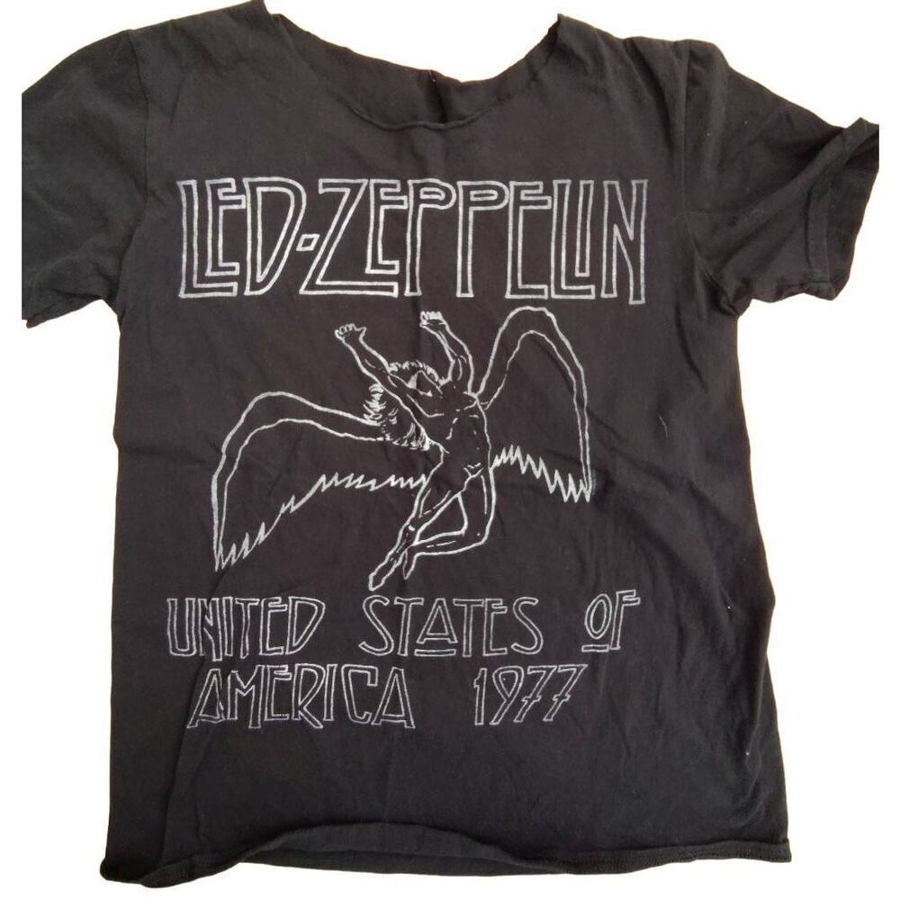 LED ZEPPLIN SHORT SLEEVE BLACK PRE-LOVED MEDIUM ALTERED UNISEX TSHIRT